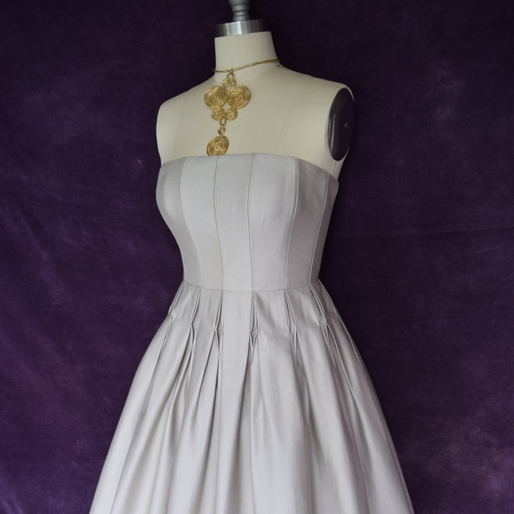 Calvin Kline Khaki full skirt pleated party dress - Picture 5 of 8